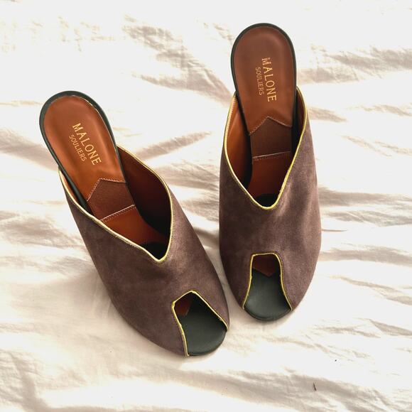 Malone Souliers 4" Mule Heels, Mink and Yellow size 40 - Picture 1 of 3